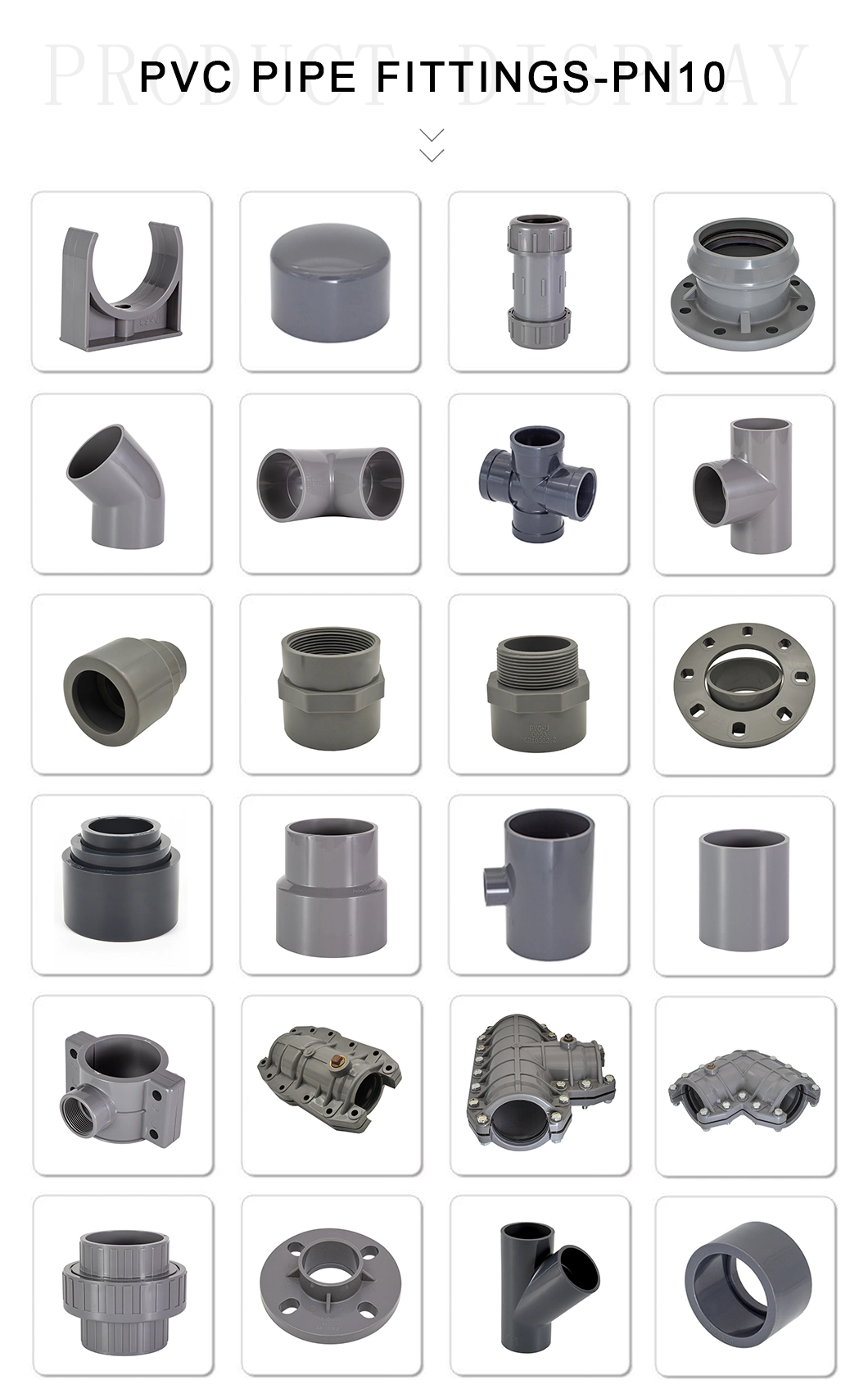 Plastic PVC UPVC CPVC Pn16 DIN/GB Standard Cap ISO9001 Pipe Fittings for Water Supply